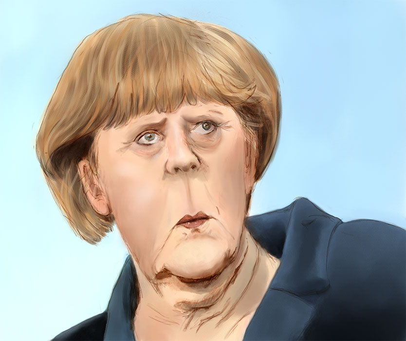 Digital Art: Karikatur Angela Merkel, Coral Painter