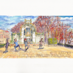 Otto Wagner-Pavillon Karlsplatz, Wien | Aquarell, Platinum Pen | 8. März 2019