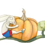 „Morgen feiern wir dein Erntefest!“, fuhr der Hase vorsichtig fort, um den Kürbis nicht zu erschrecken.