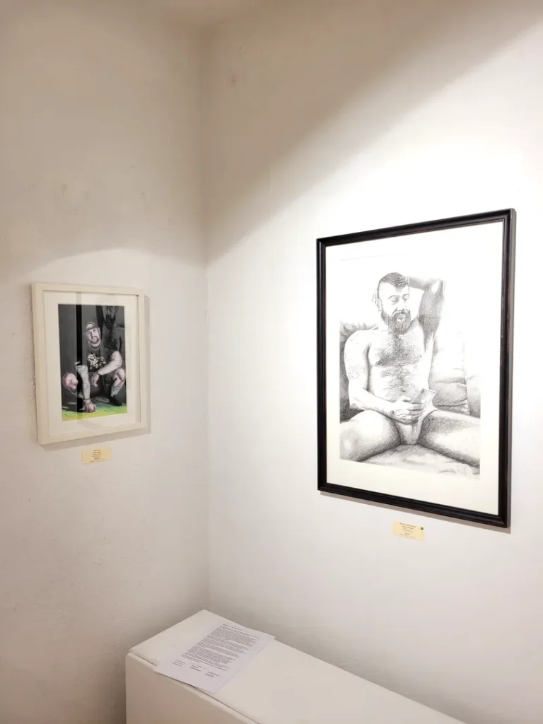 Ansicht der Ausstellung ‚I just want to be a good Boy!‘ von Lars van Roosendaal, gehängte Werke in der Galerie Himmelpfortgasse Wien